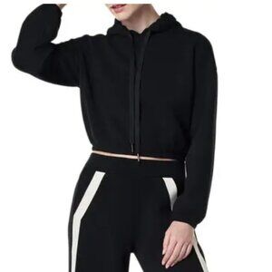 SPANX Black Cropped Relaxed Hoodie Sweatshirt - Medium